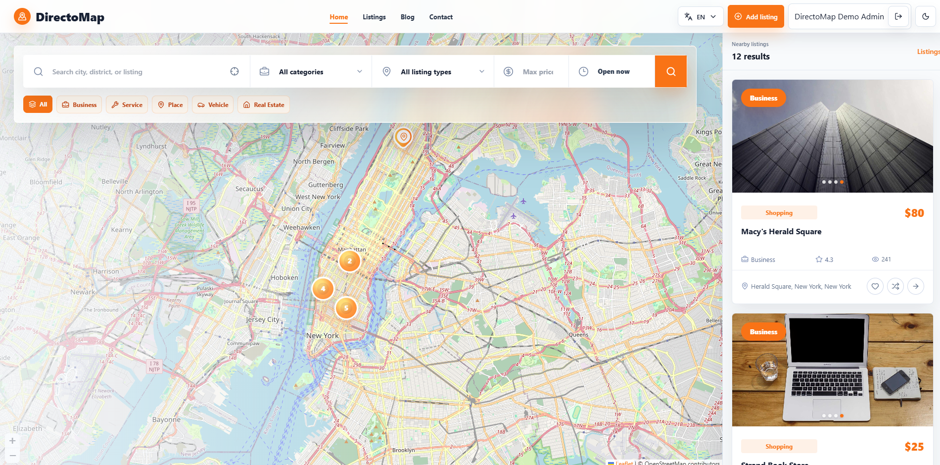 DirectoMap live map homepage preview